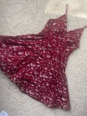 My Michelle Burgundy Sequin and  Lace Mini Dress